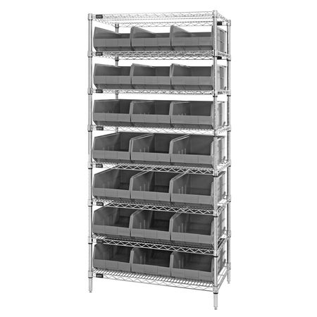 QUANTUM STORAGE SYSTEMS Stackable Shelf Bin Steel Shelving Systems WR8-445GY